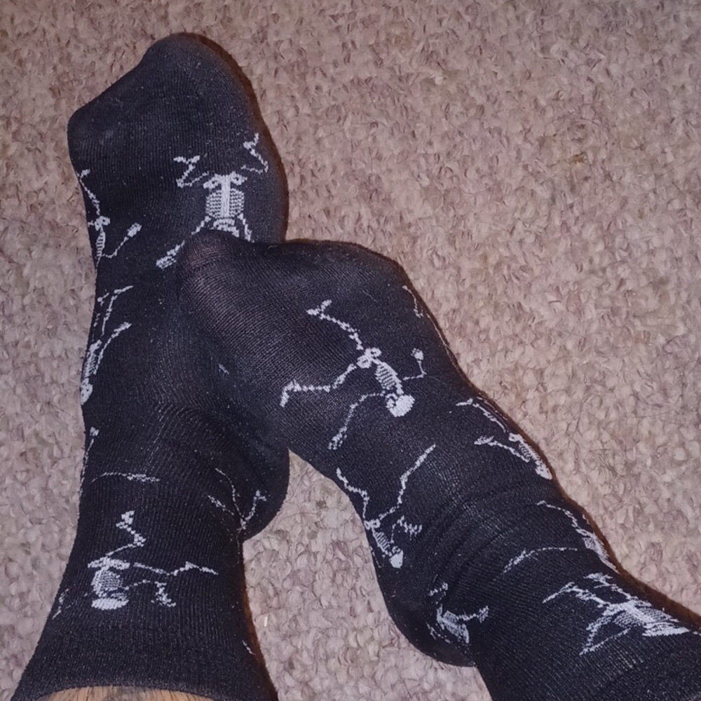 Skeleton Pattern Black Socks